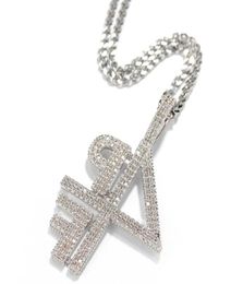 Gold Silver Plated 4PF Pendant Necklace Iced Out Lab Diamond Letter Number DJ Rapper Jewelry Street Style Chain 740 T26710793