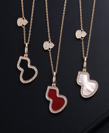 s925 sterling silver gourd designer pendant necklaces with shining crystal white red black shell fashion bling sweet cute choker n6471255