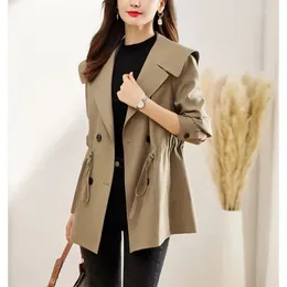 Women's Trench Coats 2024 Spring Autumn Coat Women Blazers Long-Sleeved Top Windbreaker Tops Casual Black Khaki Outerwear Female Clothes