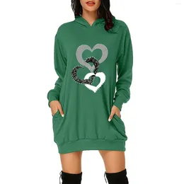 Casual Dresses Women's Dress Hoodies O-Neck Sports Valentine's-Day Shirt-Dress Long-Sleeved Bodycon Sexy Knee-Length Vestidos