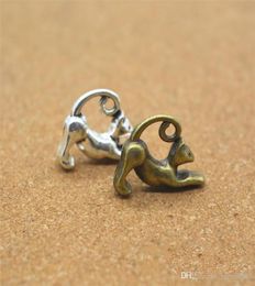 Whole 100PCS Antique Silver Bronze Colour Alloy Cat Charm Pendant DIY Necklace Leopard Charms for Jewellery Making Accessories Fi1671688