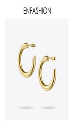 Enfashion Small Hoop Earrings Solid Gold Colour Eternity Earings Stainless Steel Circle Earrings For Women Jewellery Ec171023 T1906257902859