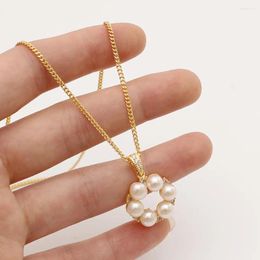 Pendants Natural Fresh Baroque Pearls Choker Round Necklace W/14K Gold Real Brass Chain For Women Lady Party Wedding Jewellery 2023 Gift