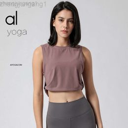 Desginer Alos Yoga Al T Shirt Sports Vest Running Fitness Vest Cover Up Quick Drying Fitness Shirt Sleeveless Bodysuit Top