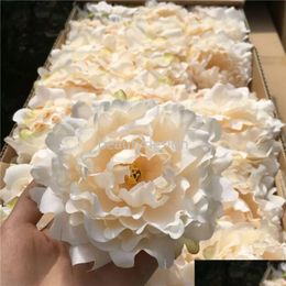 Decorative Flowers & Wreaths In Stock High Quality Silk Peony Flower Heads Wedding Party Decoration Camellia Rose Ss0410 Drop Delivery Otjxp