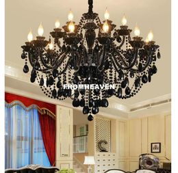 Chandeliers Free Shipping Black K9 Crystal Chandelier Lustre Crystal Hanging Lamp Light Lustres De Cristal Pendant LED Villa Black Lamps