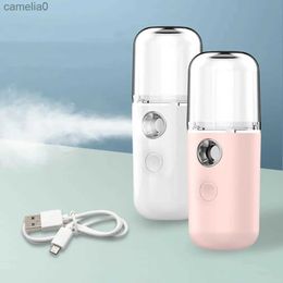 Humidifiers Nano Spray Water Replenisher Hydration Instrument Mini Portable Rechargeable Facial Steamer Beauty Moisturizing HumidifierL231226