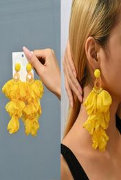 Dangle Chandelier Flower Big Hanging Earrings For Women Girl 2022 Trend Luxury Design Lace Cotton Petals Fairy Elegant Jewellery A2723397