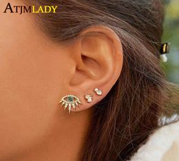 Stud 2022 High Quality Whole Bling 5a Cz Paved Eyelash Mini Small Earring Lucky Turkish Jewellery For Girl Women2377289