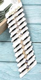 Summer 12pcset Tree of Life Evil Eye Beads Anklet Bracelets Crystal Fatima Hand Adjustable Braided Bracelet Set for Women9527991