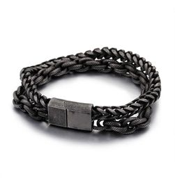 Punk Rock Vintage Matte 316 Stainless Steel Double Layer Link Chain Bracelets Men039s Hip Hop Biker Hand Chain Bracelet Bangle 4627362