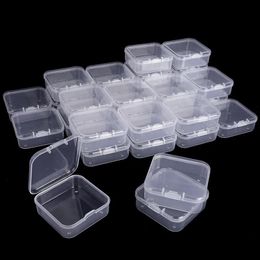 Rings 2 Sizes Clear Small Containers Plastic Square Bead Storage Box for Beads Jewelry Crafts Board Game Pieces Organization Wholesale