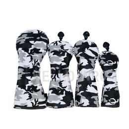 Golf Club Headcover for #1 Driver #3 #5 Fairway Wood Head Camouflage Pattern 4Pcs/Set Grey 231225
