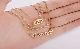 Pendant Necklaces 3Pcs Star Zodiac Sign 12 Constellation Charm Gold Cancer Leo Scorpio Necklace Aries Jewelry Gifts8894055