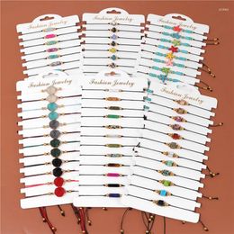 Strand 12 Pieces/batch Of Colourful Natural Stone Rice Beads Adjustable Woven Bracelets For Women And Children's Christmas Jewellery Gifts