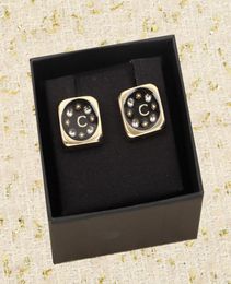2023 luxury quality charm stud earring with diamond and black Colour square have box stamp PS38544192230