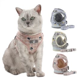 Cat Harness Leash Set Adjustable Nylon Reflective Collar Back AntiEscape Kitten Puppy Breathable Accessories 231225