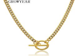 Chains Long T Bar Choker Necklace For Women Men Cuban Chain Gold Colour Hip Hop Geometric O Shape Lock Statement4053467