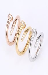 titanium steel nail ring European and American fashion love rings couple jewelry gold and silver rose optional size 5117772849