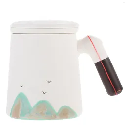 Dinnerware Sets Wooden Handle Tea Cup With Infuser Mug Portable Ceramic Water Coffee Household Drinking Filter