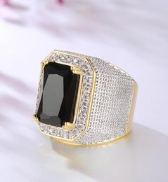 Natural Obsidian with Cushion Zirconia Diamond Ring for Men Fine Anillos De Bizuteria Anillos Mujer Jewellery Gemstone6733605