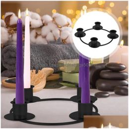 Candle Holders Advent Candlestick Xmas Ornament House Accessories For Home Decorations Iron Ring Dining Table Centerpiece Christmas Dhdp2