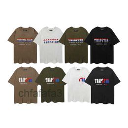 Trapstar T-shirts Men Designer White t Shirt Rainbow Towel Embroidery Decoding T-shirt Man Womens Tees Casual Loose Street Clothes ICJM