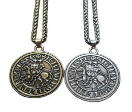 Pendant Necklaces Men Amulet Jewellery Viking Double War Horse Greek Latin Knights Templar Exquisite Commemorative Necklace Shi5989639