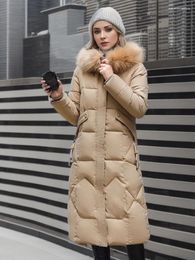 Women's Trench Coats Women Cotton Jackets Winter Warm Pocket Casual Wide-waisted Thick For Solid Feathers Hooded Elegance Ladies Parkas