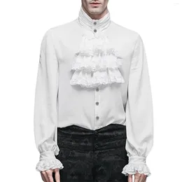 Men's Casual Shirts Mediaeval Clothes Renaissance Cosplay Vintage Tops Blouse Lace Up Handsome Mens Halloween Dress Costume