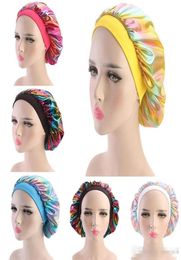 New Laser Print Satin Silk Bonnet Over sized Sleep Cap Head Covering Cap For Curly Hair Accessories dc3461980677