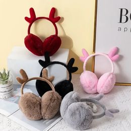 Deer Antler Plush Earmuffs Winter Warm Ear Cover Fashion Stretchable Women Girls Outdoor Warmer Christmas Headwear 231225