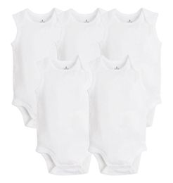 5 PCSLOT born Baby Clothing Summer Sleeveless Baby Boy Girl Clothes 100 Cotton White Kids Baby Bodysuits Jumpsuits 2203072010467