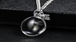 Natural Dandelion Oval Round Crystal Glass Pendant Handmade Dried Flowers Necklace Permanent Preservation Chains Jewellery Women Nec9854574