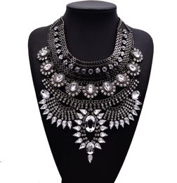 Luxury Flower Bib Crystal Necklace Boho Collar Necklace for Women Costume Jewellery Christmas Gift 1Pc 4 Colors4998485