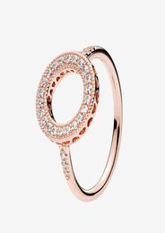 High quality Rose gold plated Wedding Ring CZ diamond Jewelry for Real 925 Silver Sparkling Halo Rings set with retail box3420180