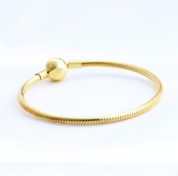 NEW Mens 18K Yellow Gold plated Ball Clips Bracelets Original Box Set for P 925 Silver Chain Bracelet for Women Wedding Jewelry8519323