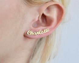 Personalized Custom Name Earrings For Women Customize Initial Cursive Nameplate1 Pair Stud Earring Gift For Friend Girls6247658