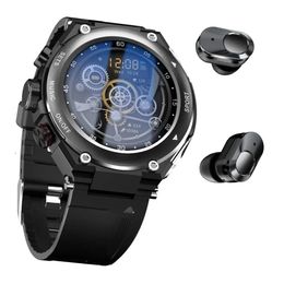 Relógios relógio inteligente com fones de ouvido 3 em 1 redondo rastreador de fitness t92 1.28 polegada smartwatch para homem, atender/fazer chamada, gravação, monitor de sono, spo