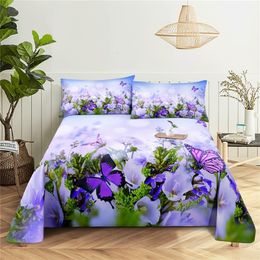 Bedroom Sheet Set Gorgeous Flowers Digital Printing Bedding Pillow Case Fashion Exquisite 231225