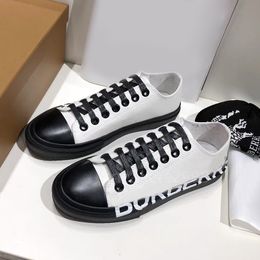 Vintage print Cheque sneakers burberyes designer casual shoe women's two-tone cotton gabardine flats shoe printed lttering plaid calfskin canvas trainers