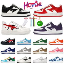 Shark SK8 Low Designer STA Casual Shoes bapestasK8 Patent Leather Black Octopus White Red Blue Grey Pink Suede ABC Camo bapestass Sports Sneakers Men Women Trainers