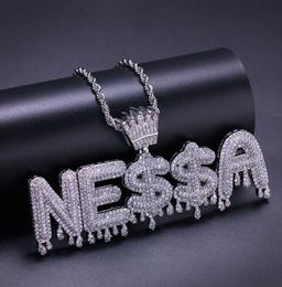 Custom Name Jewelry Crown Bail Initials Letters Chain Necklaces Pendant Micro Paved Zircon Necklace Halloween Gift6475122