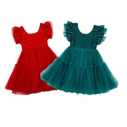 Girl Dresses Girlymax Winter Christmas Sequins Tulle Baby Girls Kids Children Clothes Twirl Knee Length Short Sleeve Dress