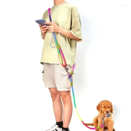 Dog Collars Multifunctional Crossbody Pet Leash Dogs Walking Running Training Harnesses Leads Slung Shoulder Hands Free Double-Head Rope