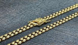 6mm Mens Cuban Miami Link Chain Box Lock Real 14k Gold Plated Stainless Steel 280395136342