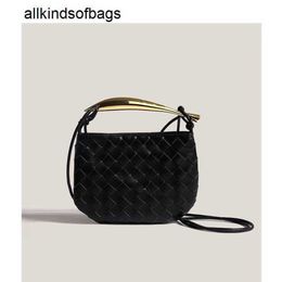 Sardine BottegaaVeneta Bags Small Crowd Mini Bag Woven Metal Handle Half Moon Single Shoulder Cross Body Handbag