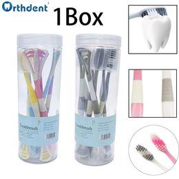 1Box Toothbrush Tongue Scraper Adult Soft Bristle Dental Teeth Brush Bamboo Silicone Gel Eco Friendly Handle Oral Care Products 231225