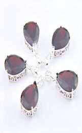 Mix 5PCS Teardrop Red Garnet Gemstone Pendant 925 sterling Silver Pendants Necklaces For Lady Girl Women Party Gifts New Luckyshin3503600