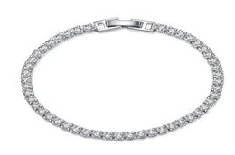 Luxury White Gold Silver Colour S925 Bracelet on Hand 3MM CZ Tennis Bracelet Bangle for Women Wedding Fashion Jewellery SL0163456460